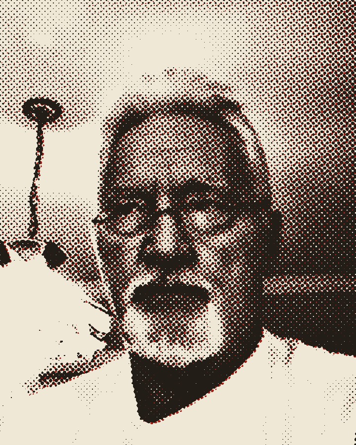 Larry Robinson, printed in red and black halftone